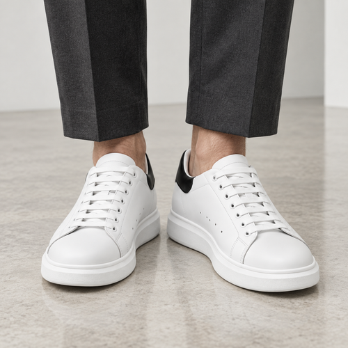Mollo Contraste – sneaker blanche rehaussante homme talon noir, photo 2