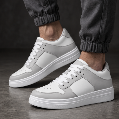 Mollo Eclipse – sneaker rétro blanche et grise rehaussante homme, photo 2