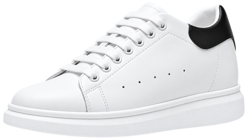 Mollo Contraste – sneaker blanche rehaussante homme, talon noir, +8 cm invisibles