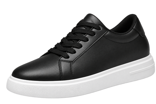 Mollo Minuit – sneaker noire rehaussante homme en cuir, +8 cm invisibles
