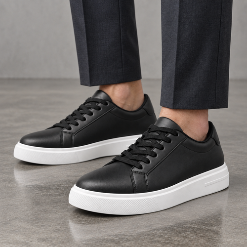 Mollo Minuit – sneaker noire rehaussante homme en cuir, photo 2